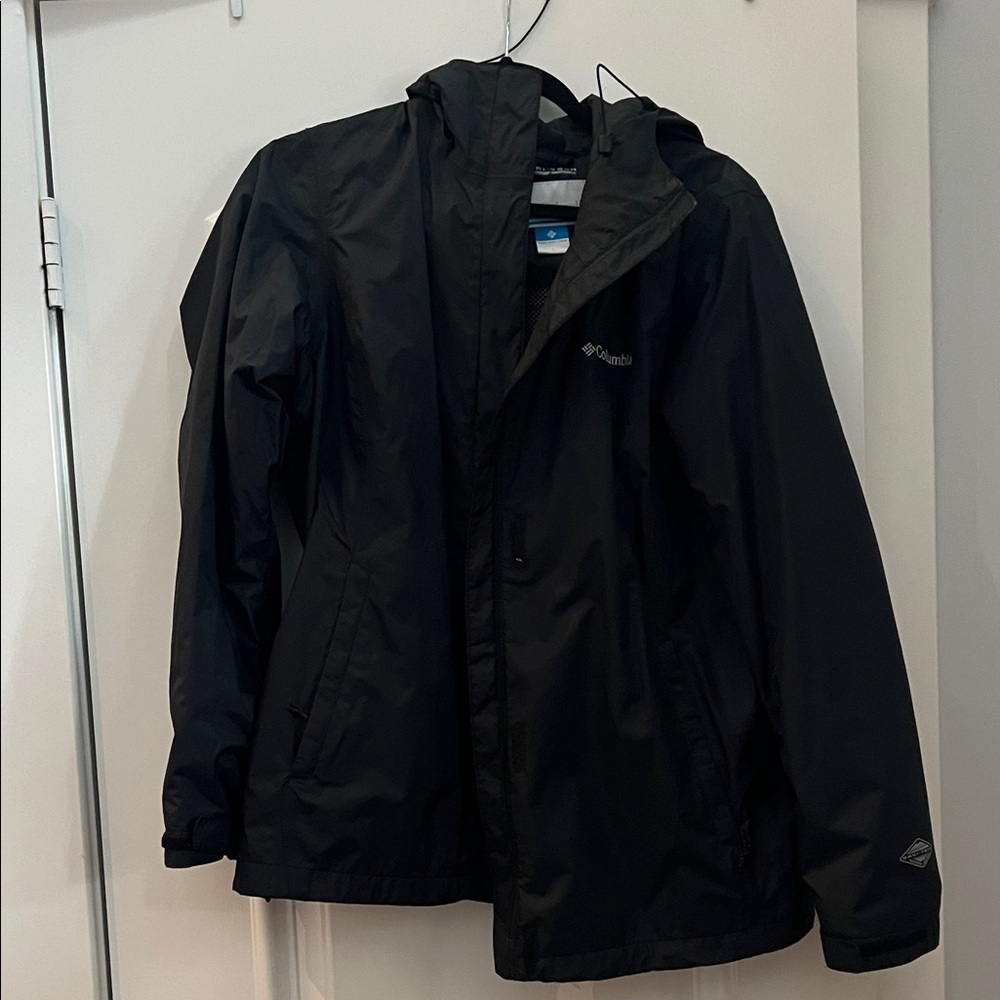 Columbia Black Hooded Rain Jacket